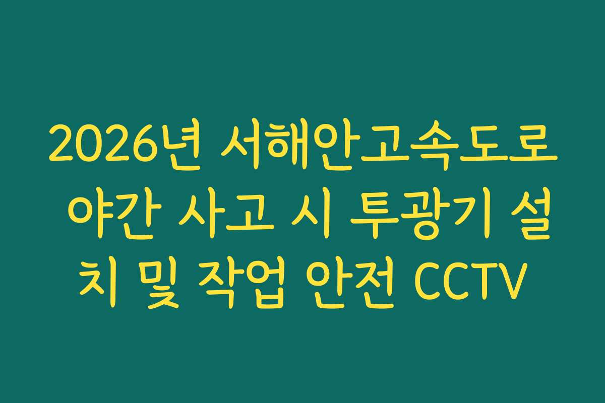 2026년 서해안고속도로 야간 사고 시 투광기 설치 및 작업 안전 CCTV 2026년 서해안고속도로 야간 사고 시 투광기 설치 및 작업 안전 CCTV