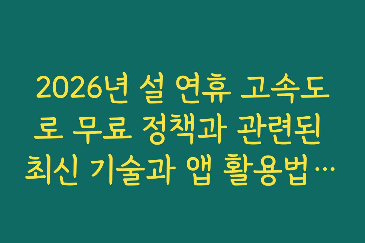 2026년 설 연휴 고속도로 무료 정책과 관련된 최신 기술과 앱 활용법 소개