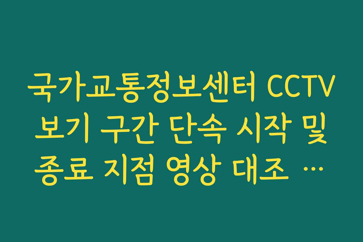 국가교통정보센터 CCTV 보기 구간 단속 시작 및 종료 지점 영상 대조 방법 국가교통정보센터 CCTV 보기 구간 단속 시작 및 종료 지점 영상 대조 방법