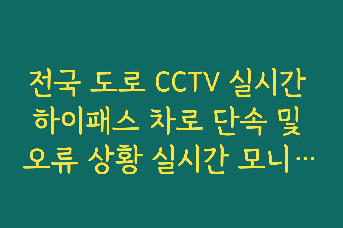 전국 도로 CCTV 실시간 하이패스 차로 단속 및 오류 상황 실시간 모니터링
