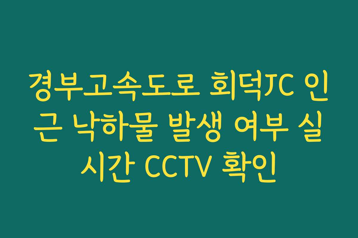 경부고속도로 회덕JC 인근 낙하물 발생 여부 실시간 CCTV 확인