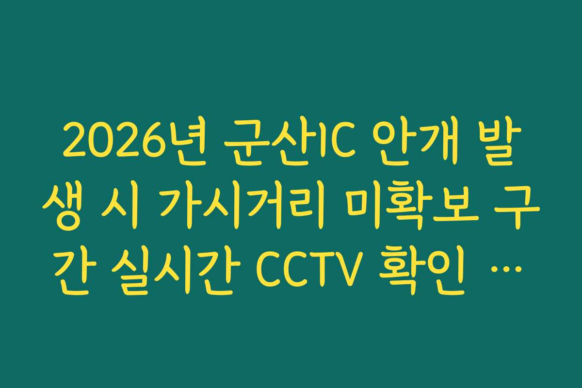 2026년 군산IC 안개 발생 시 가시거리 미확보 구간 실시간 CCTV 확인 확인 2026년 군산IC 안개 발생 시 가시거리 미확보 구간 실시간 CCTV 확인 확인