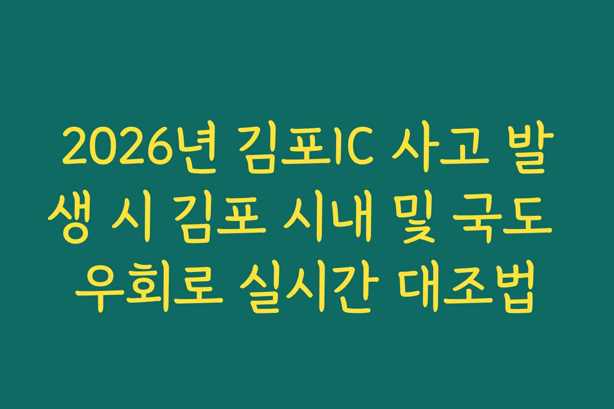 2026년 김포IC 사고 발생 시 김포 시내 및 국도 우회로 실시간 대조법