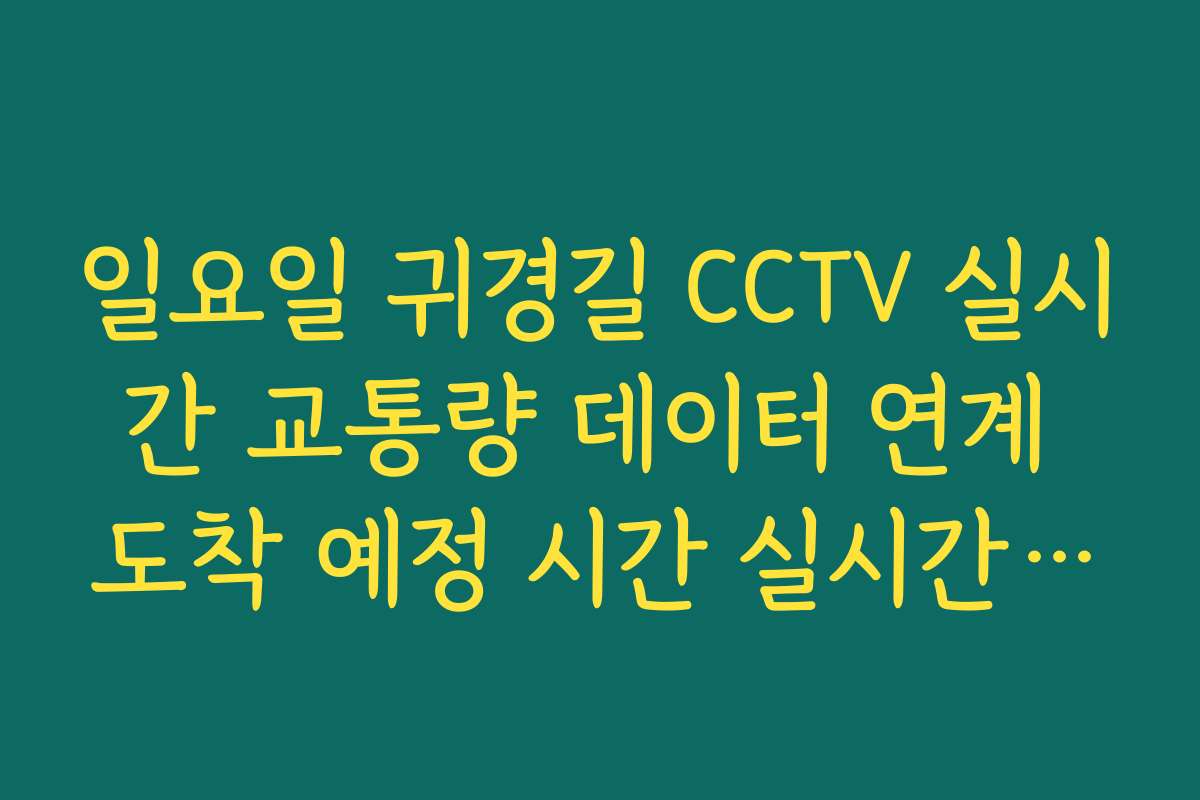 일요일 귀경길 CCTV 실시간 교통량 데이터 연계 도착 예정 시간 실시간 대조