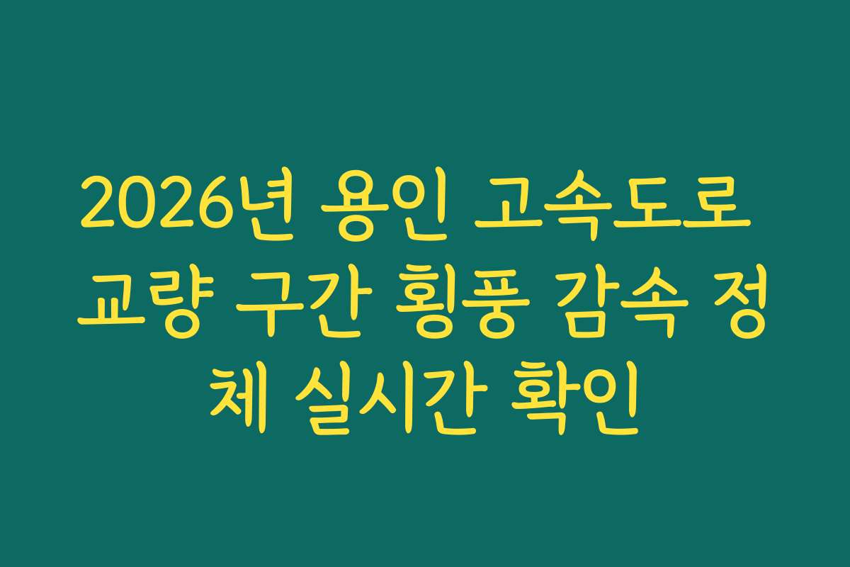 2026년 용인 고속도로 교량 구간 횡풍 감속 정체 실시간 확인