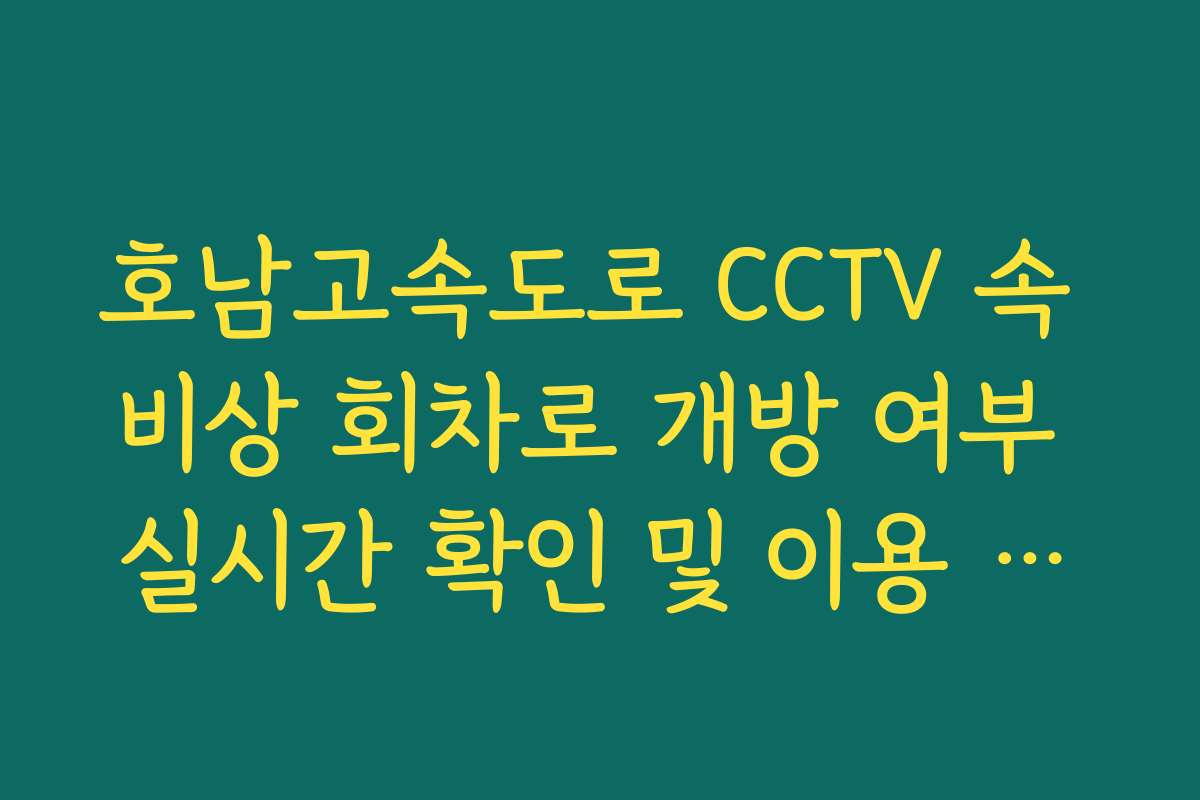 호남고속도로 CCTV 속 비상 회차로 개방 여부 실시간 확인 및 이용 가이드