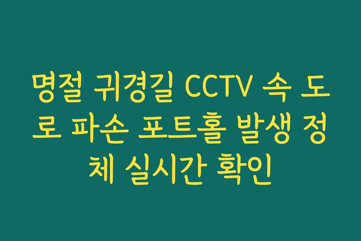 명절 귀경길 CCTV 속 도로 파손 포트홀 발생 정체 실시간 확인 명절 귀경길 CCTV 속 도로 파손 포트홀 발생 정체 실시간 확인