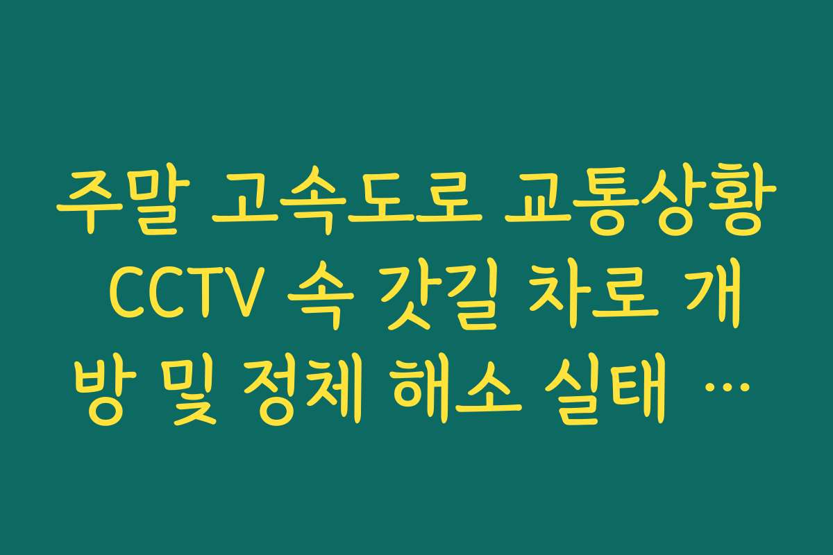 주말 고속도로 교통상황 CCTV 속 갓길 차로 개방 및 정체 해소 실태 실시간 모니터링