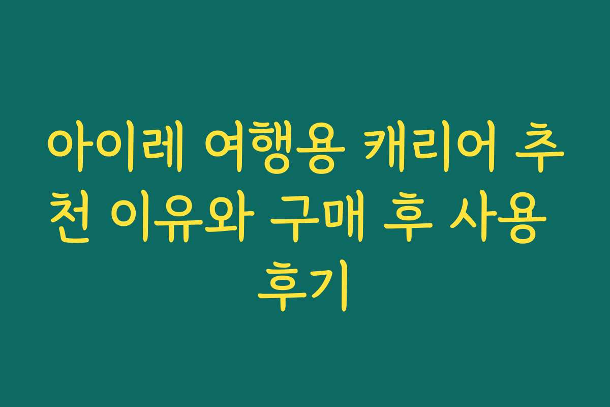 아이레 여행용 캐리어 추천 이유와 구매 후 사용 후기