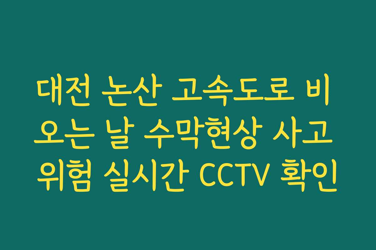 대전 논산 고속도로 비 오는 날 수막현상 사고 위험 실시간 CCTV 확인