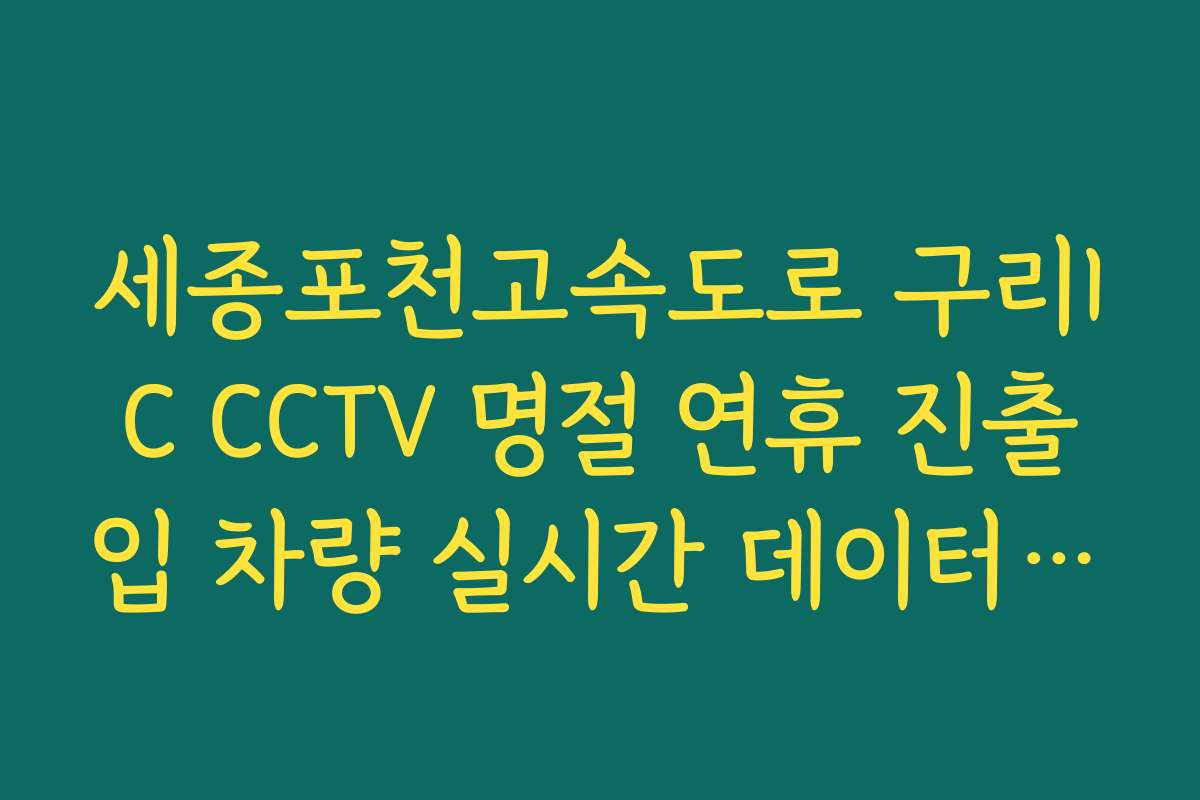 세종포천고속도로 구리IC CCTV 명절 연휴 진출입 차량 실시간 데이터 분석 세종포천고속도로 구리IC CCTV 명절 연휴 진출입 차량 실시간 데이터 분석