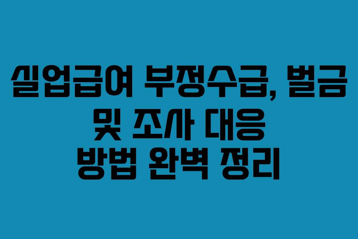 실업급여 부정수급, 벌금 및 조사 대응 방법 완벽 정리
