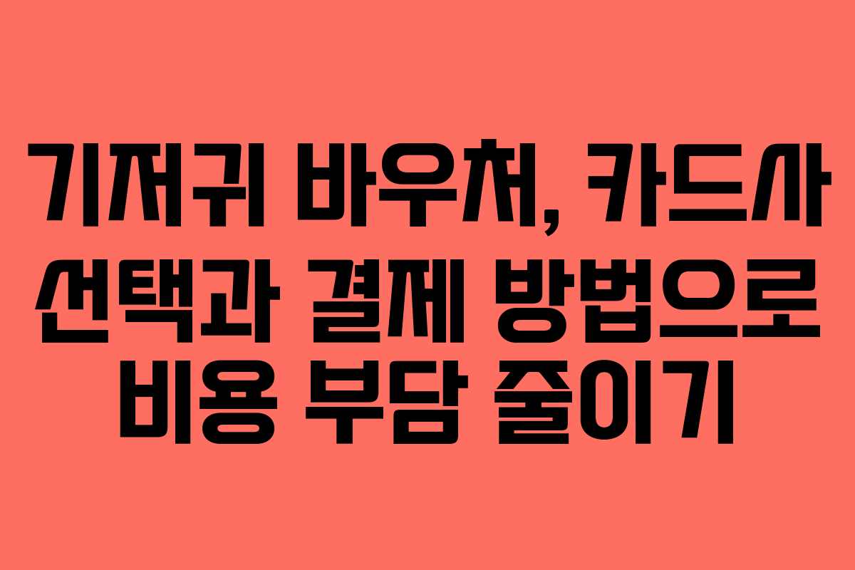기저귀 바우처, 카드사 선택과 결제 방법으로 비용 부담 줄이기 기저귀 바우처, 카드사 선택과 결제 방법으로 비용 부담 줄이기