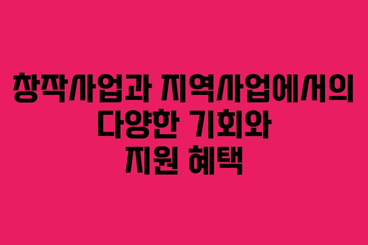 창작사업과 지역사업에서의 다양한 기회와 지원 혜택 창작사업과 지역사업에서의 다양한 기회와 지원 혜택