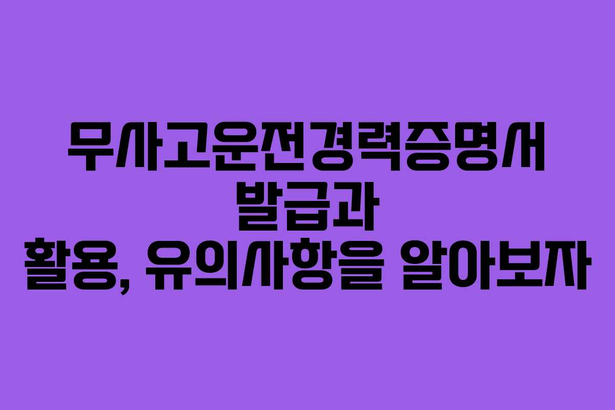 무사고운전경력증명서 발급과 활용, 유의사항을 알아보자 무사고운전경력증명서 발급과 활용, 유의사항을 알아보자