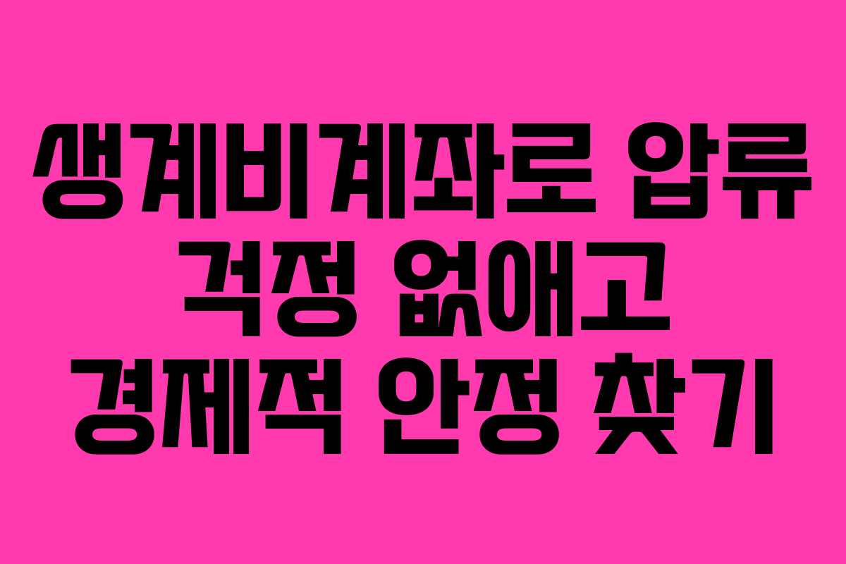 생계비계좌로 압류 걱정 없애고 경제적 안정 찾기 생계비계좌로 압류 걱정 없애고 경제적 안정 찾기