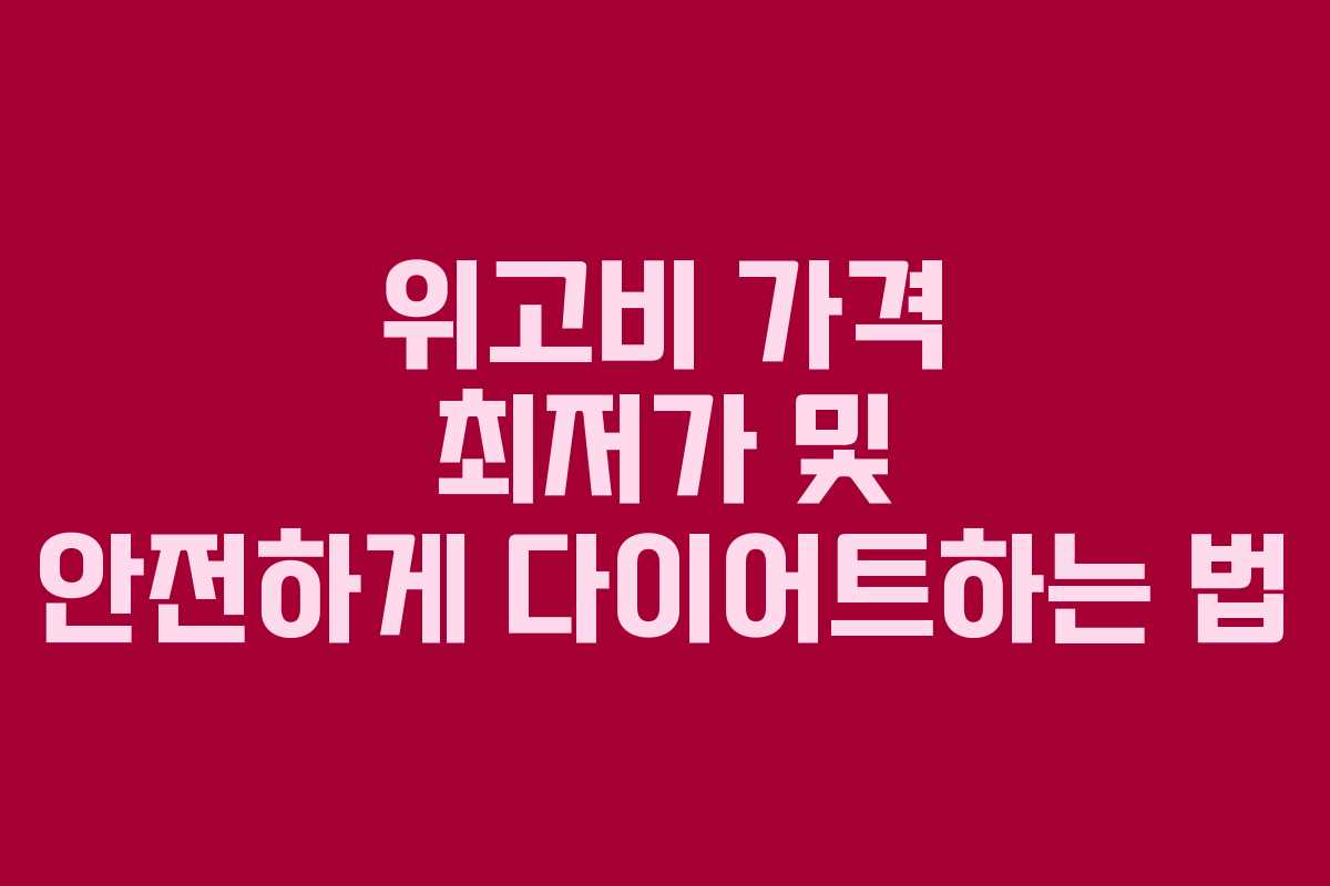 위고비 가격 최저가 및 안전하게 다이어트하는 법
