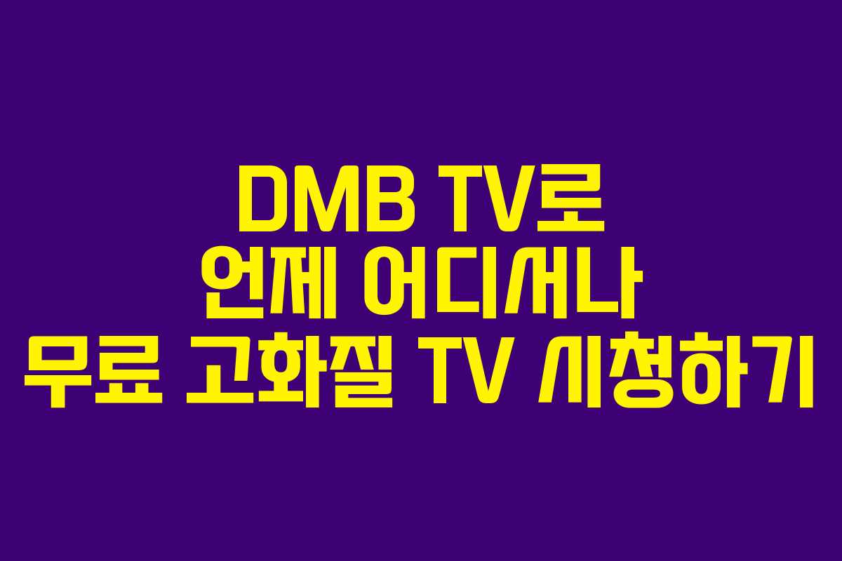 DMB TV로 언제 어디서나 무료 고화질 TV 시청하기