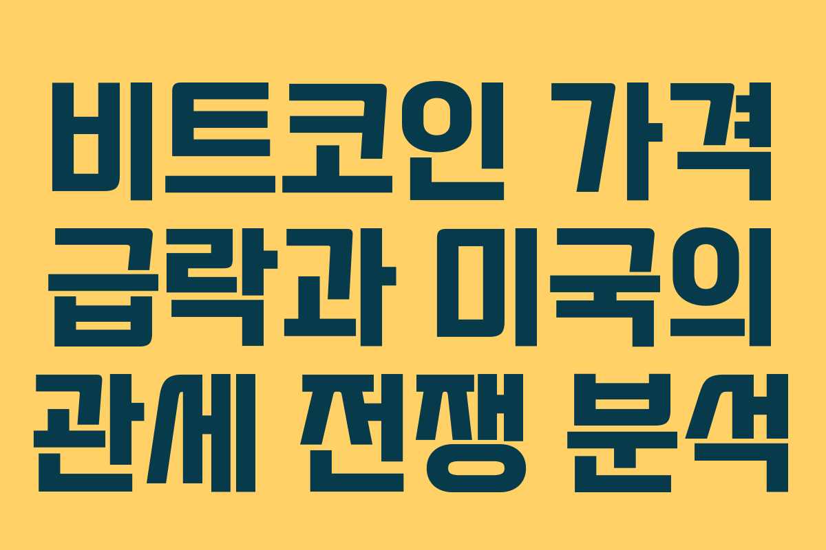 비트코인 가격 급락과 미국의 관세 전쟁 분석