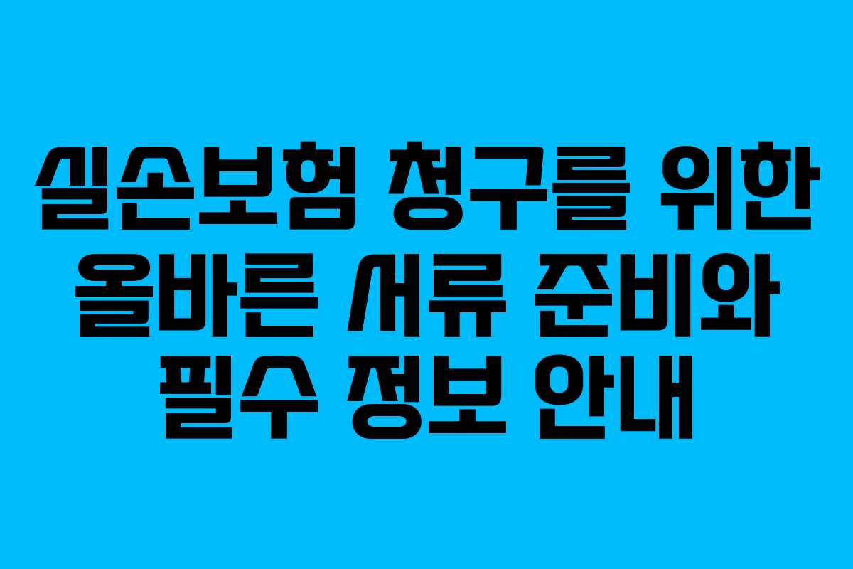 실손보험 청구를 위한 올바른 서류 준비와 필수 정보 안내