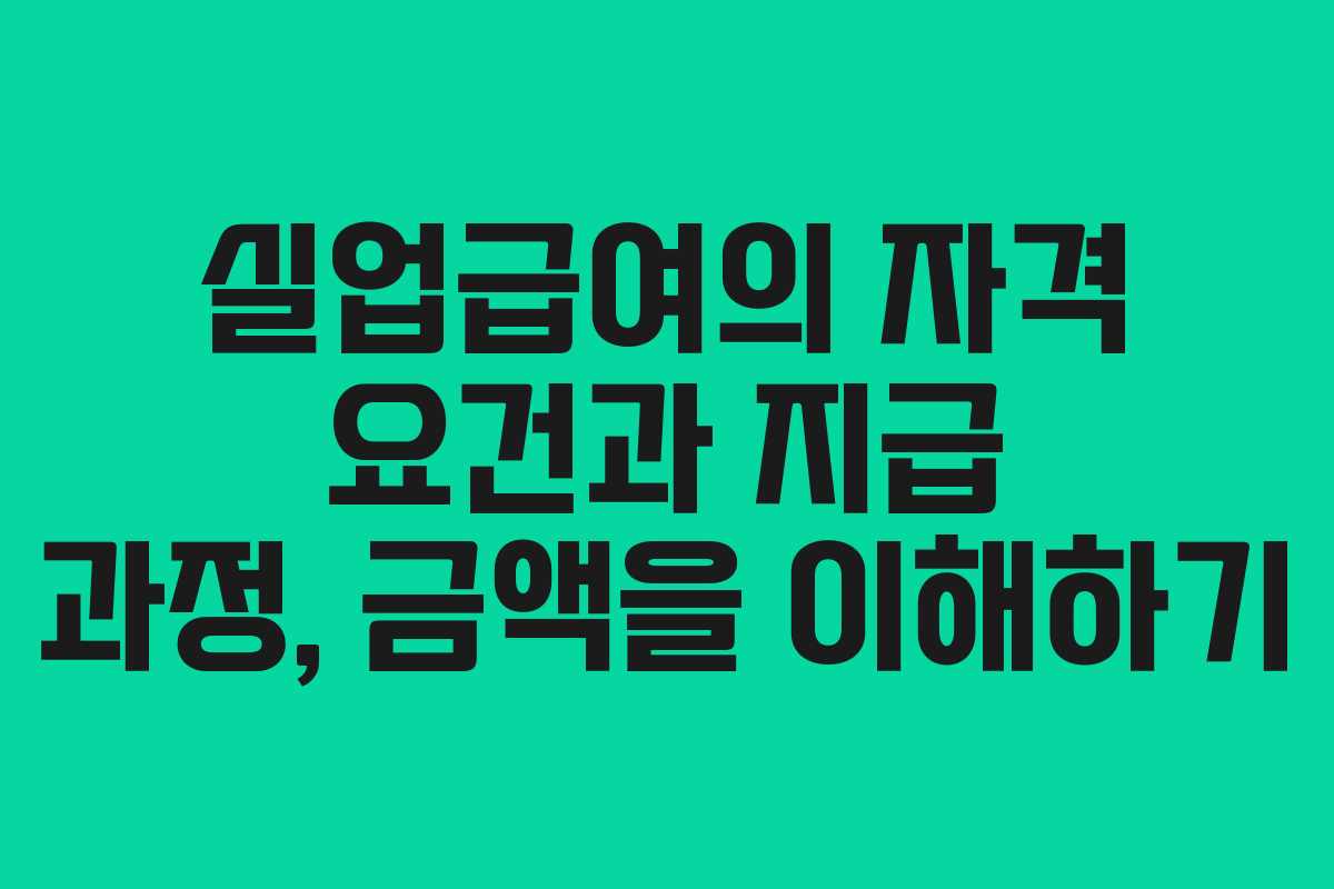 실업급여의 자격 요건과 지급 과정, 금액을 이해하기