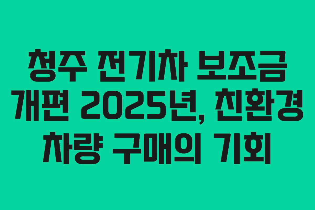 청주 전기차 보조금 개편 2025년, 친환경 차량 구매의 기회