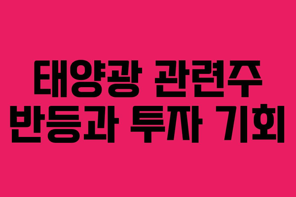 태양광 관련주 반등과 투자 기회