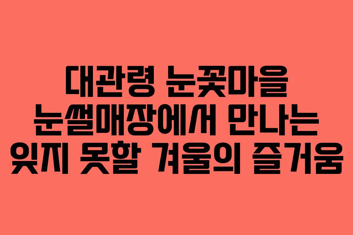 대관령 눈꽃마을 눈썰매장에서 만나는 잊지 못할 겨울의 즐거움