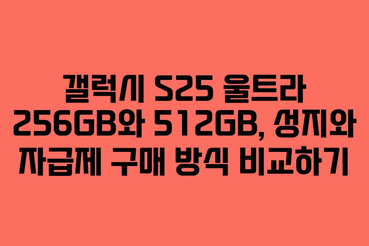 갤럭시 S25 울트라 256GB와 512GB, 성지와 자급제 구매 방식 비교하기