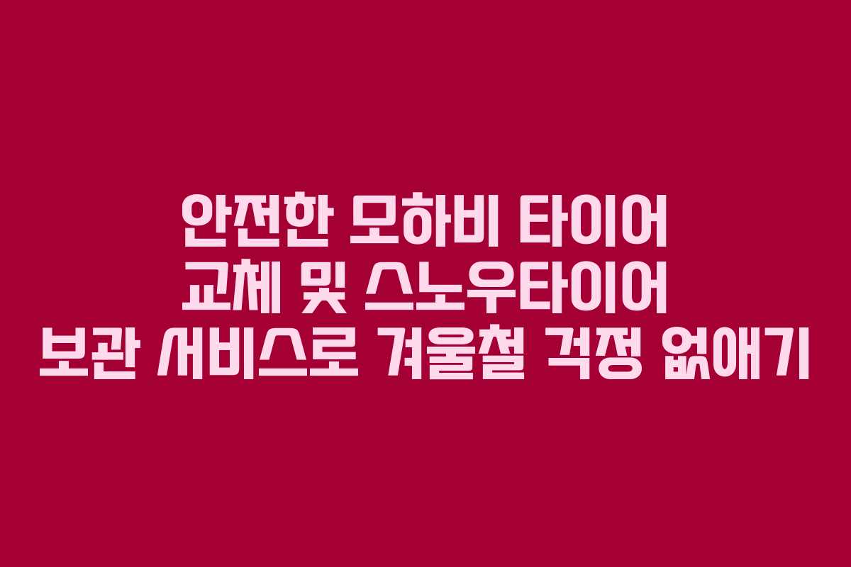 안전한 모하비 타이어 교체 및 스노우타이어 보관 서비스로 겨울철 걱정 없애기