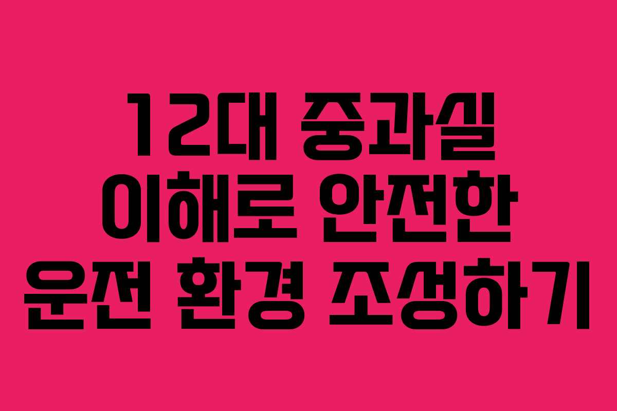 12대 중과실 이해로 안전한 운전 환경 조성하기