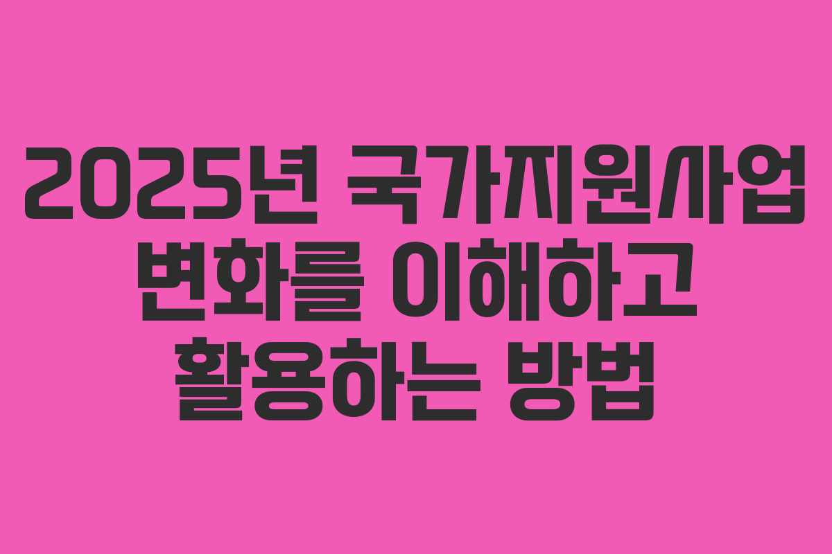 2025년 국가지원사업 변화를 이해하고 활용하는 방법