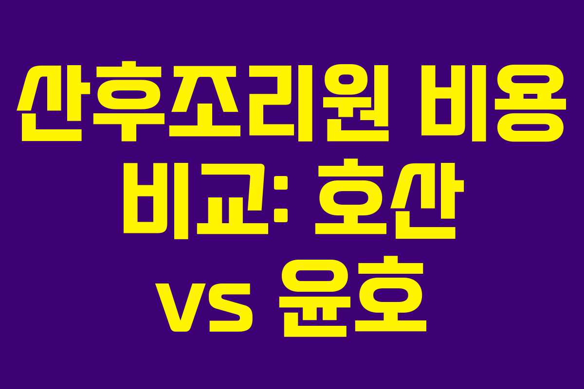 산후조리원 비용 비교: 호산 vs 윤호 산후조리원 비용 비교: 호산 vs 윤호