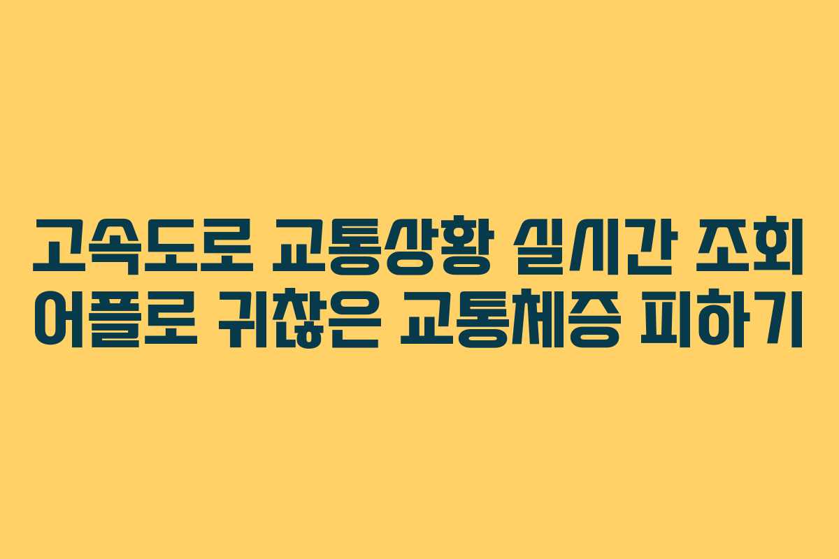 고속도로 교통상황 실시간 조회 어플로 귀찮은 교통체증 피하기 고속도로 교통상황 실시간 조회 어플로 귀찮은 교통체증 피하기
