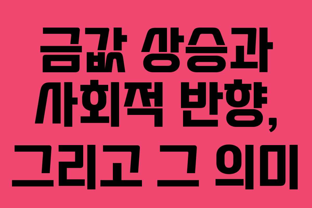 금값 상승과 사회적 반향, 그리고 그 의미