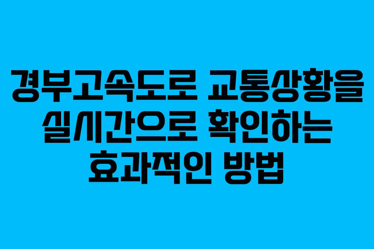 경부고속도로 교통상황을 실시간으로 확인하는 효과적인 방법 경부고속도로 교통상황을 실시간으로 확인하는 효과적인 방법