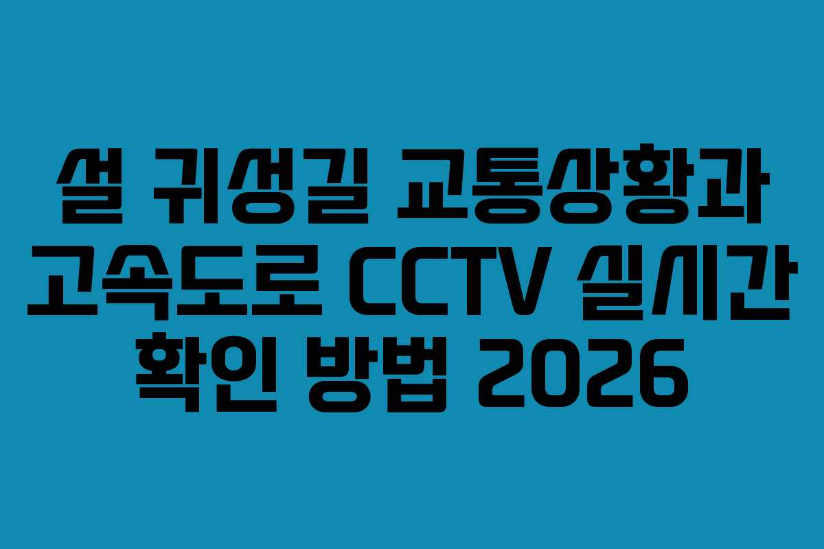 설 귀성길 교통상황과 고속도로 CCTV 실시간 확인 방법 2026 설 귀성길 교통상황과 고속도로 CCTV 실시간 확인 방법 2026