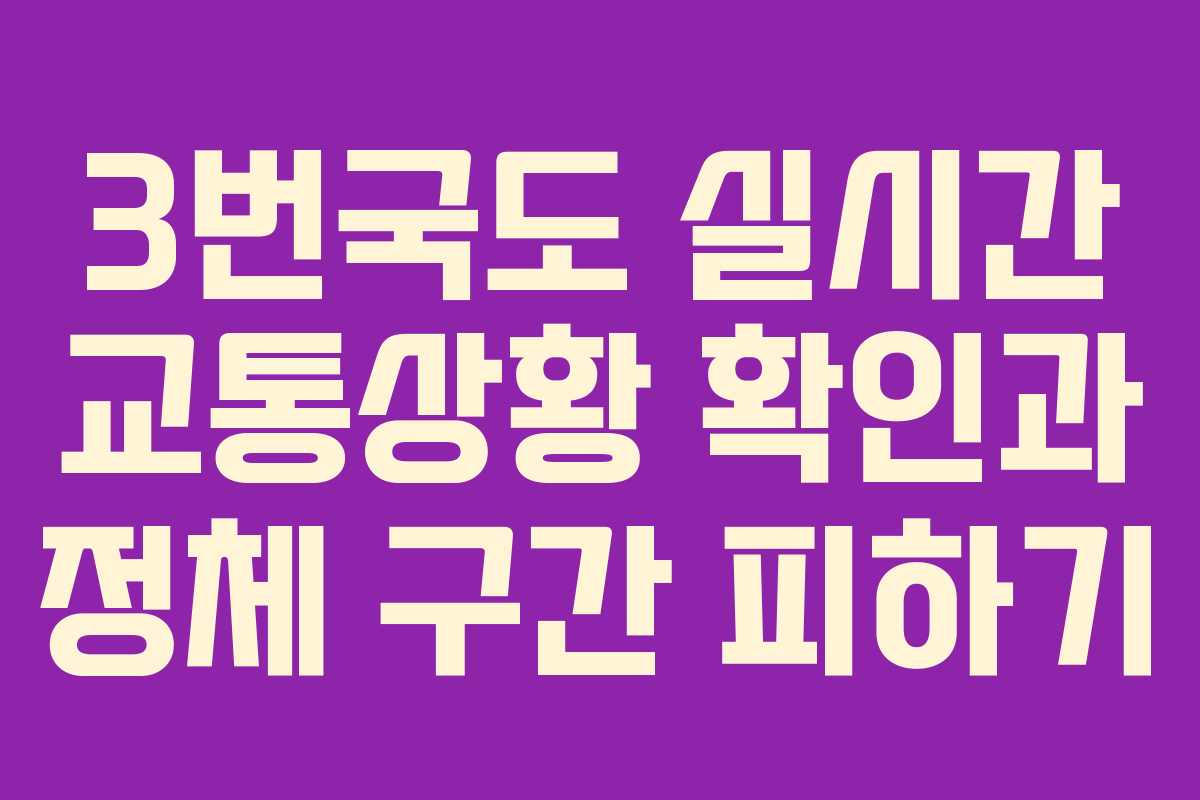 3번국도 실시간 교통상황 확인과 정체 구간 피하기 3번국도 실시간 교통상황 확인과 정체 구간 피하기
