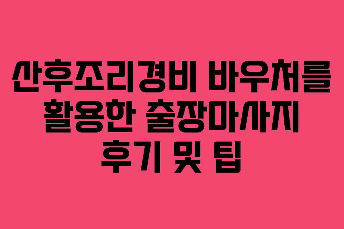 산후조리경비 바우처를 활용한 출장마사지 후기 및 팁 산후조리경비 바우처를 활용한 출장마사지 후기 및 팁