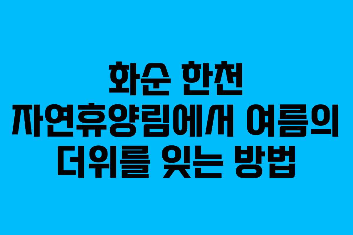 화순 한천 자연휴양림에서 여름의 더위를 잊는 방법 화순 한천 자연휴양림에서 여름의 더위를 잊는 방법