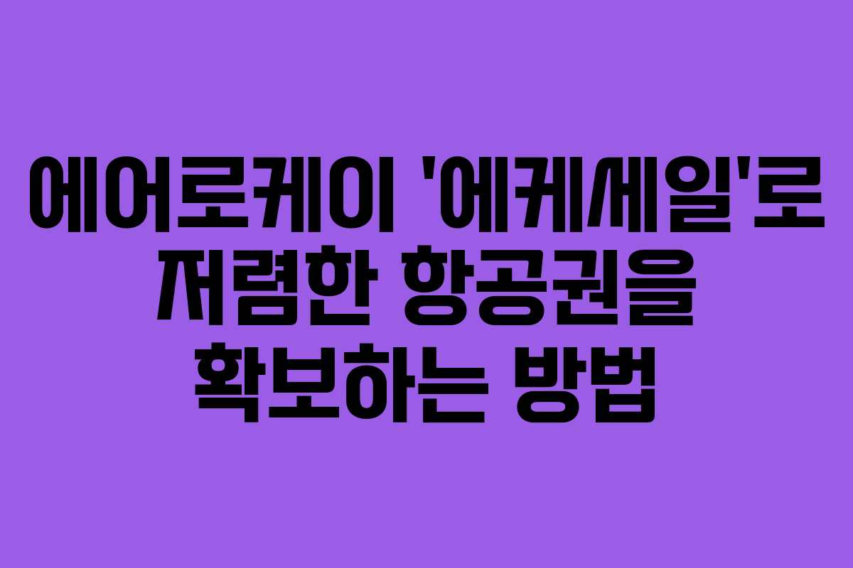 에어로케이 ‘에케세일’로 저렴한 항공권을 확보하는 방법
