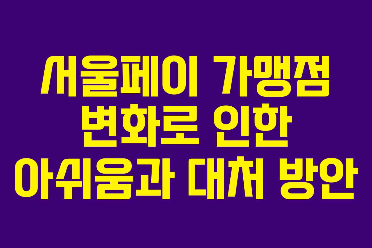 서울페이 가맹점 변화로 인한 아쉬움과 대처 방안 서울페이 가맹점 변화로 인한 아쉬움과 대처 방안