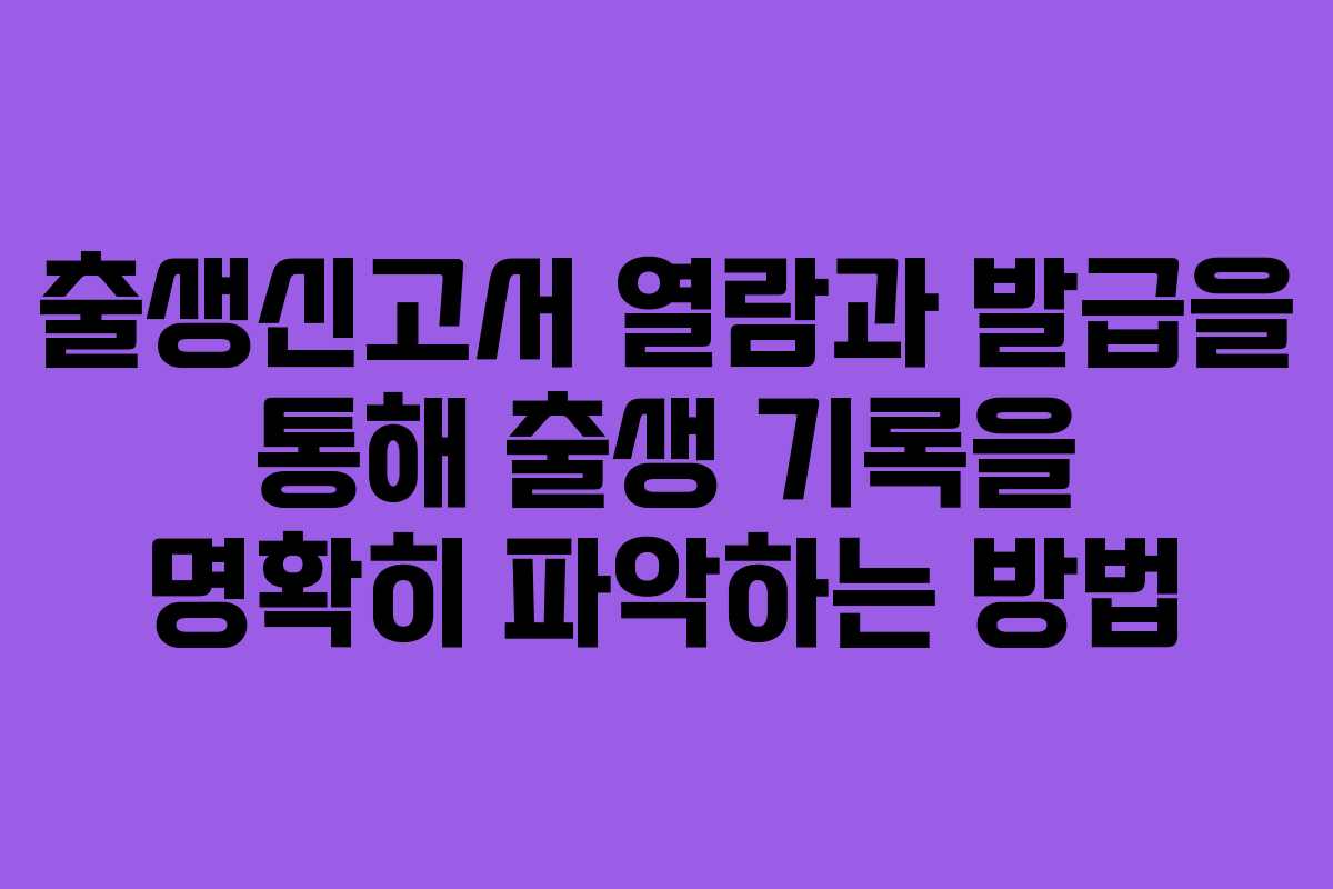 출생신고서 열람과 발급을 통해 출생 기록을 명확히 파악하는 방법