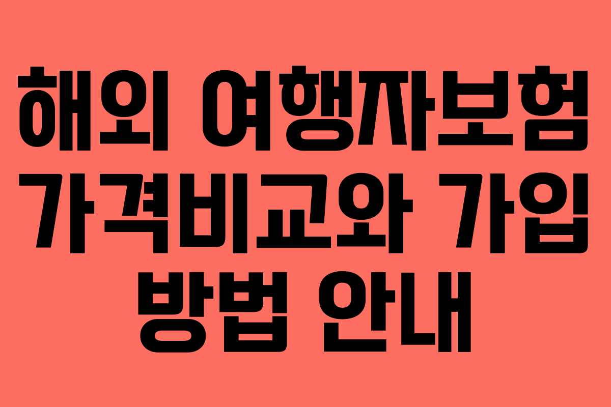 해외 여행자보험 가격비교와 가입 방법 안내 해외 여행자보험 가격비교와 가입 방법 안내