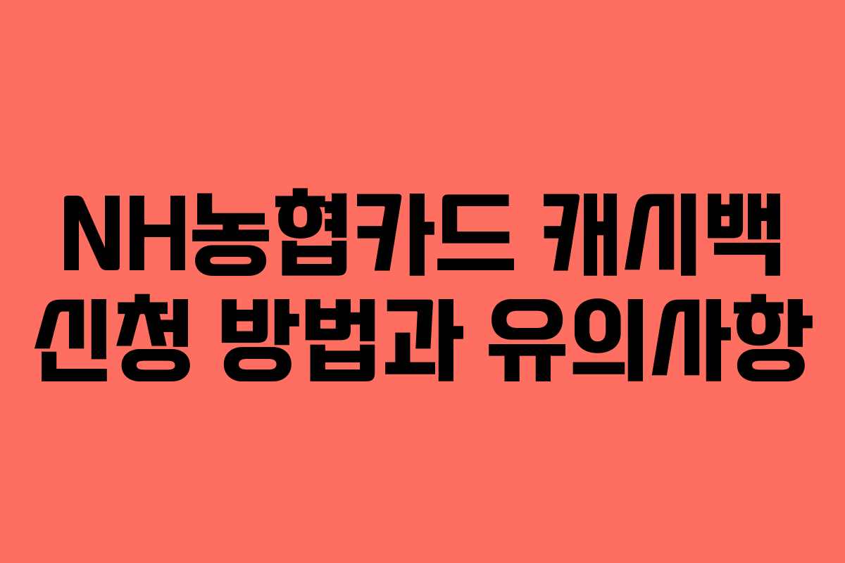 NH농협카드 캐시백 신청 방법과 유의사항 NH농협카드 캐시백 신청 방법과 유의사항