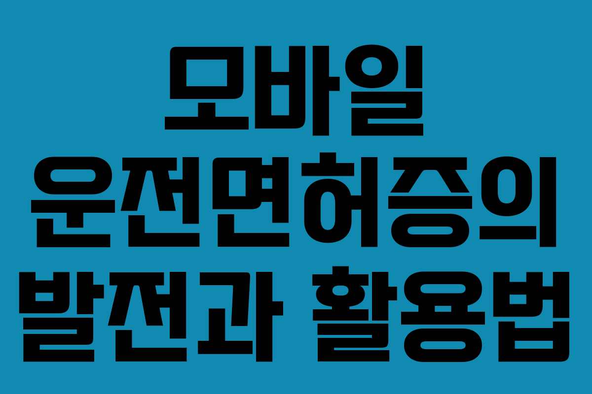 모바일 운전면허증의 발전과 활용법 모바일 운전면허증의 발전과 활용법