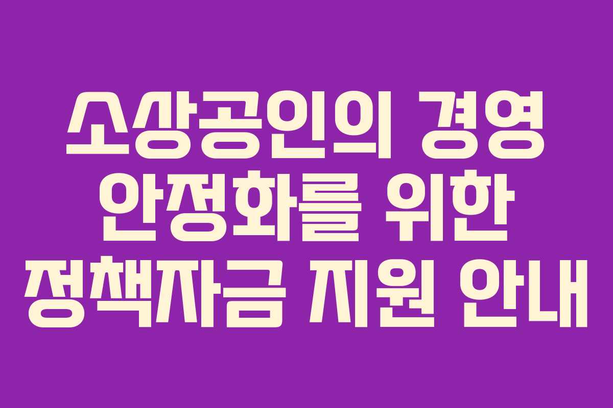 소상공인의 경영 안정화를 위한 정책자금 지원 안내