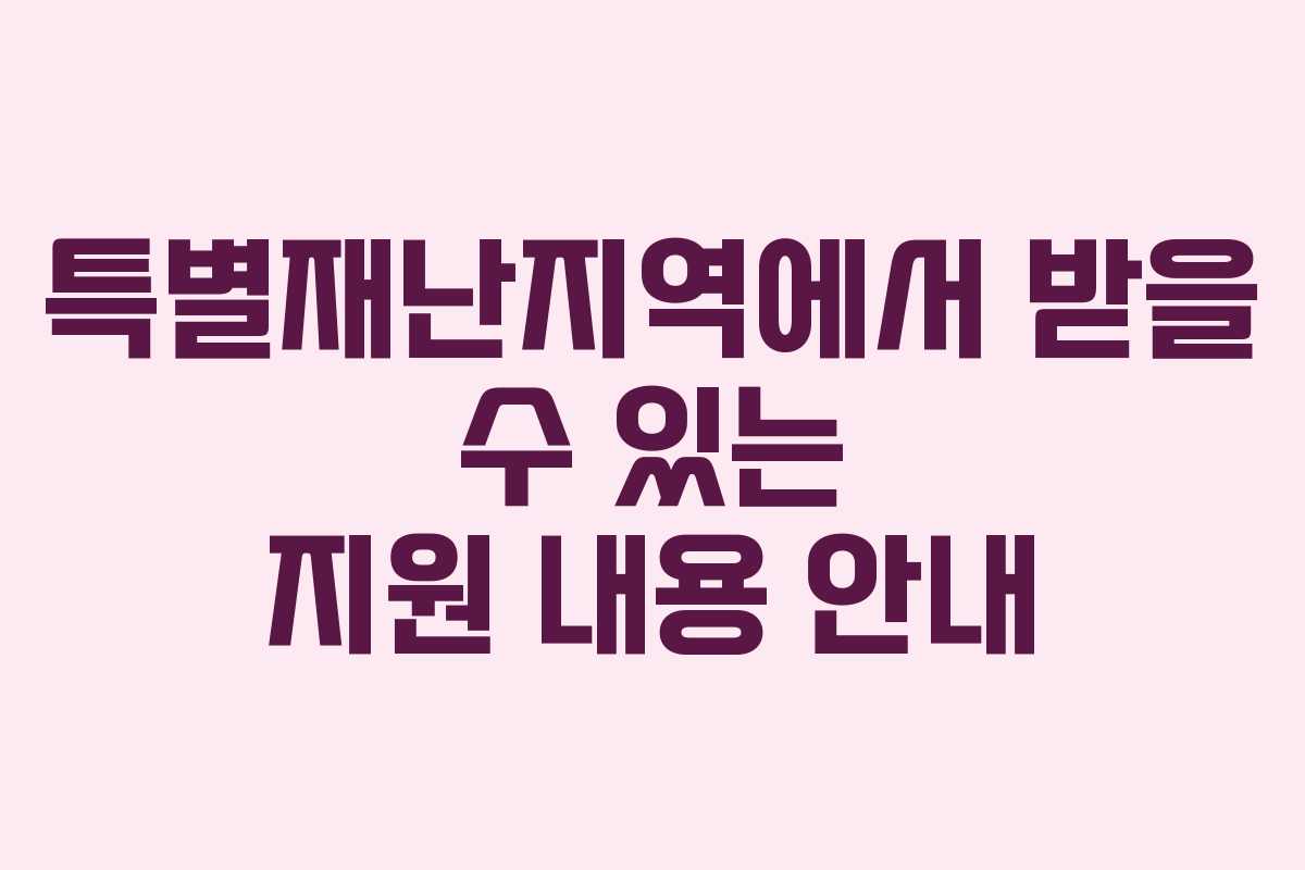 특별재난지역에서 받을 수 있는 지원 내용 안내