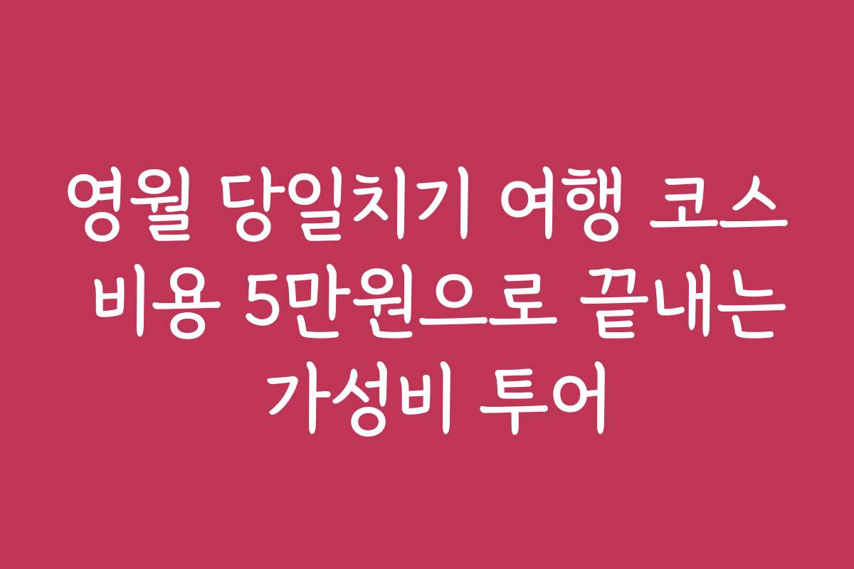 영월 당일치기 여행 코스 비용 5만원으로 끝내는 가성비 투어