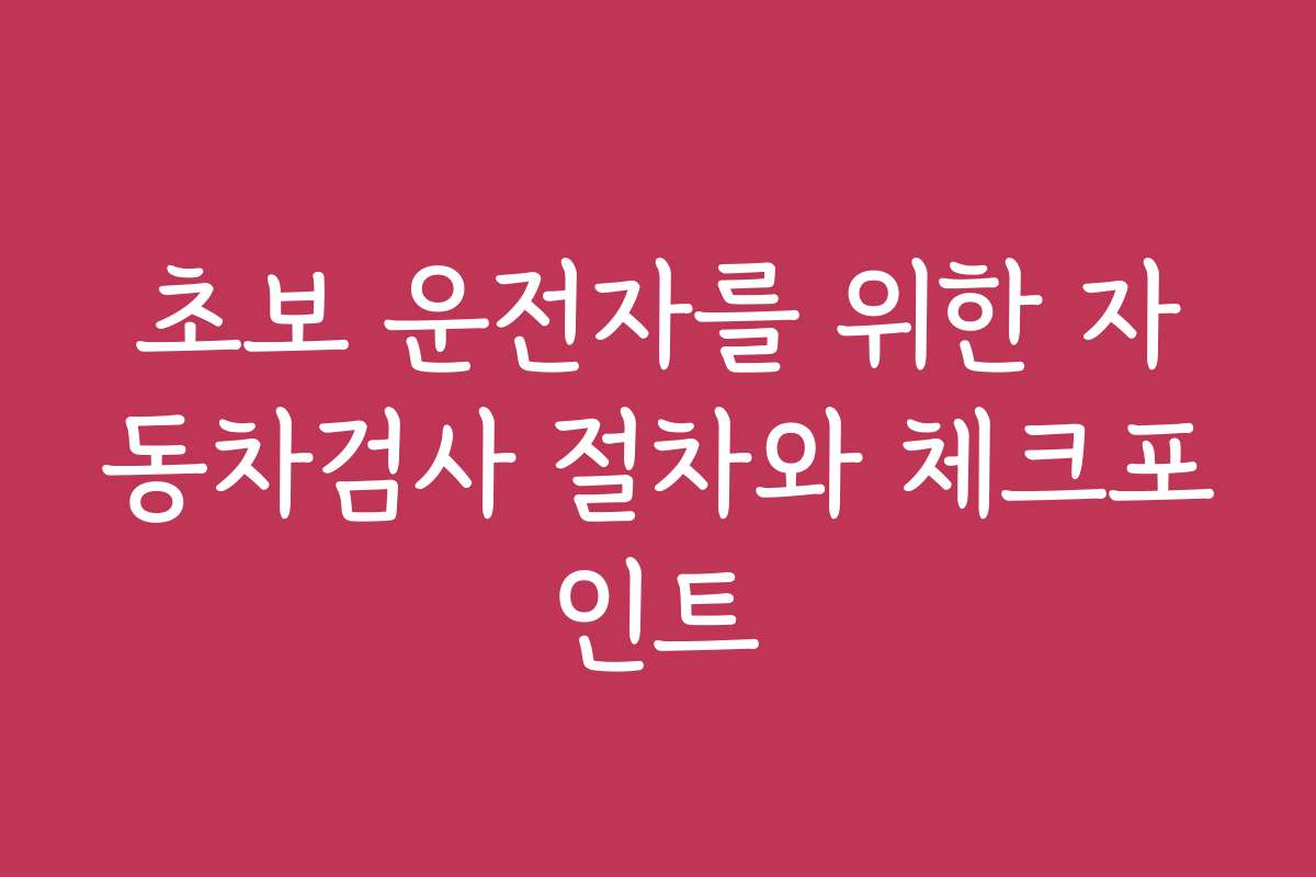 초보 운전자를 위한 자동차검사 절차와 체크포인트